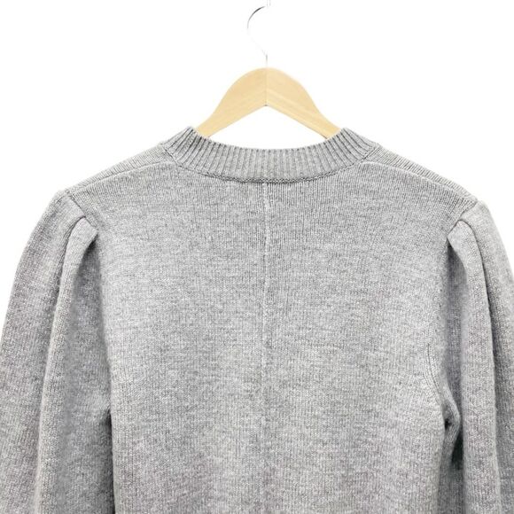 Something Navy Gray Minnie Puff Bishop Sleeve Cashmere Wool Sweater Size Small - Picture 10 of 13